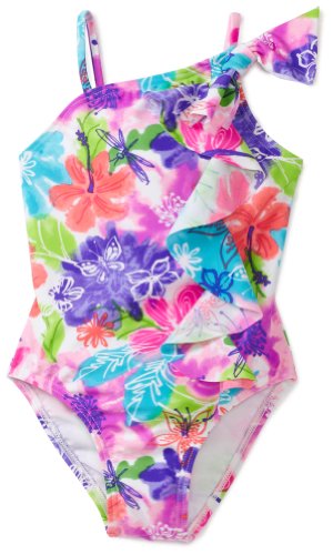 Flapdoodles Toddler Girls Watercolor Floral One Piece Suit