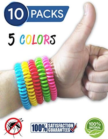 Mosquito Repellant Bracelet 100%Natural &amp; DEET FREE,10 PACK Pest Control Repelling Wristbands -5 Colors, Family Pack, for Adult &amp; Kids - All Natural Plant Oils,Waterproof,Indoor &amp; Outdoor
