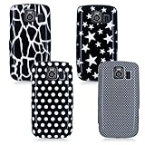 LG OPTIMUS S LS670 FOUR CASE COMBO, BLACK WHITE, CARBON FIBER LOOK, GIRAFFE ....