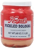 Koegels pickled bologna packed in spiced vinegar, 40-oz plastic jar, refrigerate after opening