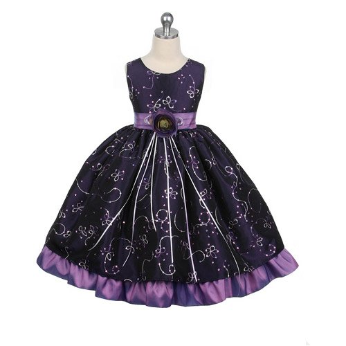 Girls 1/2-11/12 Formal Party Taffeta Dress with Sequins