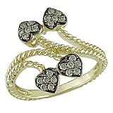 10KY 1/4ctw brown diamond hearts ring with black rhodium