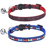 BINGPET 2 pcs/set Nylon Personalized Adjustable Cat Breakaway Collar With Bell
