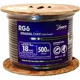 Southwire 56918445 500-Feet Quad Shields Type RG 6/U 18 AWG Coaxial Cable, Black