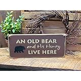 Wooden Welcome Sign / an Old Bear and His Honey Live Here/ Front Door Sign