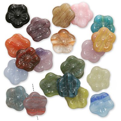 Czech Glass Bead Mix Lot Flowers 15mm Assorted Colors (20)