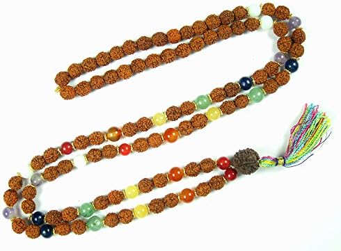 Seven Chakra Balancing Gemstone Japamala Rudraksha Meditation Prayer Mala