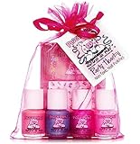 Piggy Paint [5 Pack Gift Set] Non-toxic Girls Nail Polish Kit with 4 Colors (.25 oz Minis) + Stickers