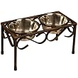 Bowls in Raised Iron Feeder - Rustic Brown (S)