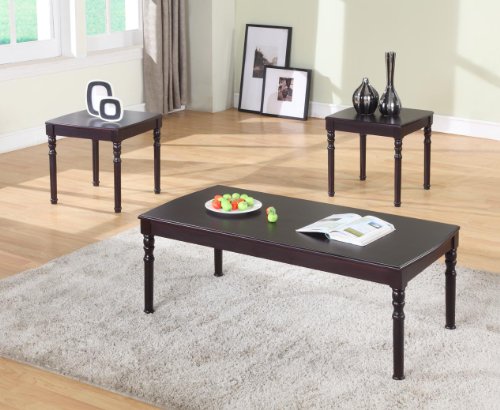 3pc Cherry Finish Wood Coffee Table & 2 End Tables