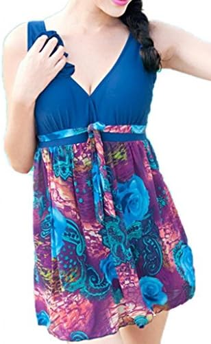 Tai523 Women's Halter Shaping Body Deep V Swimsuit Plus Size Swimwear X-Large Navy