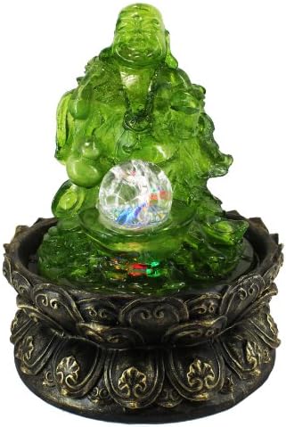 Lucky Buddha LED Indoor Tabletop Water Fountain with Crystal Ball