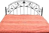 Salmon Stonewash Bedspread with Embroidery in Golden Thread - Pure Cotton