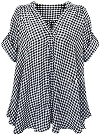 Ann Market Women's Plus Size Plaid T-Shirt Top Dress