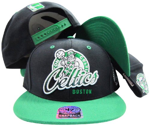 Boston Celtics Black Two Tone Plastic Snapback Adjustable Plastic Snap Back Hat / Cap