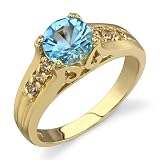 Sumptuously Romantic 3.12 cts Round Cut Swiss Topaz Diamond Ring 14Kt Yellow Gold