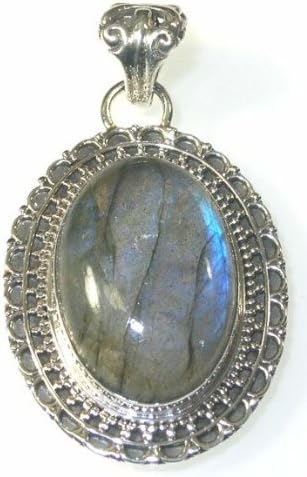 Blue Fire Labradorite Oval Sterling Silver Pendant