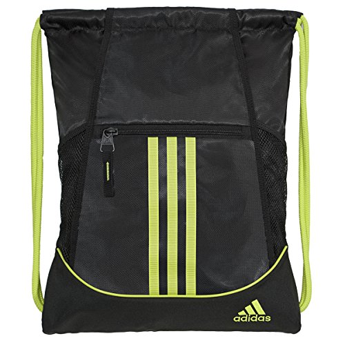 adidas Alliance II Sackpack, Black/Semi Solar Yellow, 18 x 13.75-Inch