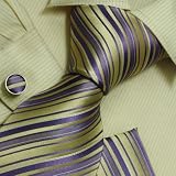 Purple striped neck ties boyfriends presents mens accessories yellow silk neck ties handkerchiefs set H6034