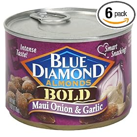 Blue Diamond Almonds, Maui Onion & Garlic, 6-Ounce Can (Pack of 6)