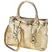 Gigi Chantal Metallic Shoulder Bag Purse Handbag with Croc Trim More Colors