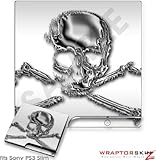 Sony PS3 Slim Skin - Chrome Skull on White