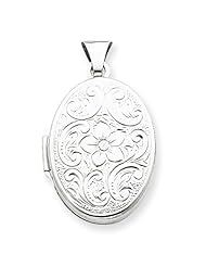 Sterling Silver Oval Floral Locket
