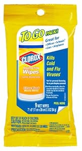Clorox Disinfecting Wipes, To Go, Lemon Fresh, 9 Count Pack (Pack of 24) (Packaging May Vary)