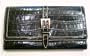 Black Faux Crock Checkbook Credit Card Holder Buckle WALLET , leather like, faux leather, vegan , by BUXTON