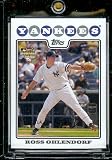 2008 Topps Baseball Cards # 102 Ross Ohlendorf (RC) - New York Yankees - MLB Baseball Rookie Card in a Protective Screw Down Display Case