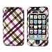 Pink with Brown Plaid Cross Checker Snap on Hard Skin Cover Faceplate Case for Apple Iphone 3g 3gs 2nd Gen