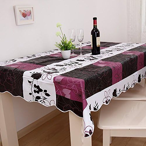 YouYee Fashionable PVC Plastic Claret Tablecloth,NO CLEAN,Oilproof and Waterproof(5472)