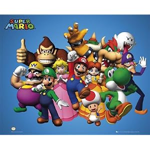 Nintendo (Super Mario Group) Gold Wood-Mounted Video Game Poster Print - 16
