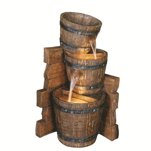 Feng Shui Old Fashion Country Trio Lighted Bucket Water Fountain Outdoor Garden Patio Furniture