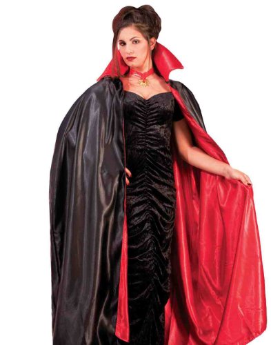 Satin Reverse Cape Red Black 56" Gothic Vampire Halloween Costume