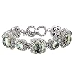 925 Silver & Green Amethyst Round Checkerboard Bracelet with 18k Gold Accents- 7.5 IN