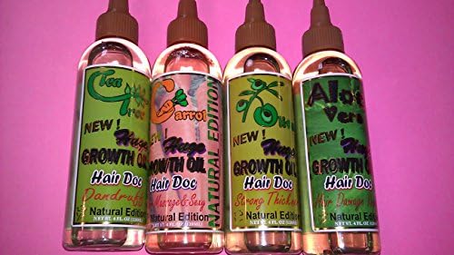 Natural Edition New Huge Growth 4PCS SET Oil Hair Doctor 4 fl. oz (Aloe Vera, Olive, Carrot, Tea Tree) Plus 1 free eye pencil