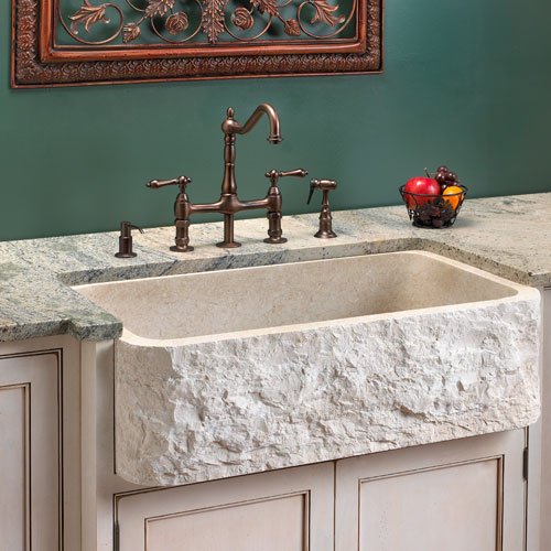 30 Polished Marble Single Bowl Farmhouse Sink w/ Chiseled Apron - Polished White Thassos Marble