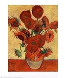 IMAGE OF Vase with Fifteen Sunflowers, c.1888 PREMIUM GRADE Rolled CANVAS Art Print Vincent Van Gogh 22x28