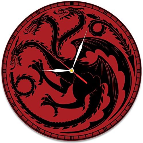 House Targaryen Decal Waterproof Color Modern Sticker Wall Clock - Decorate your home with Colored Game Of Thrones Art - Best gift for kids, friend girls and boys - Win a prize for a feedback