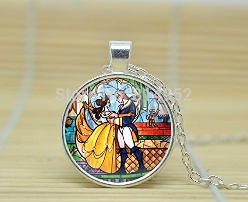 VintaStore Art Glass Necklace Beauty And The Beast Necklace Beauty And The Beast Jewelry Beauty And The Beast Pendant A4045