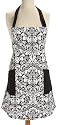 DII Black Printed Damask Chefs Apron