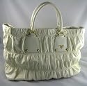 Prada Handbags (White) BN1232 Patent Gauffre Tote