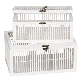 Household Essentials ML-6244 Storage Chest Set, Bamboo, White, Set of 2