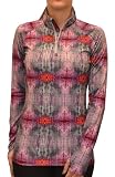 NIKE Women's Printed Pro Hyperwarm Half Zip Long Sleeve Shirt-Black/Multi NIKE Women's Printed Pro Hyperwarm Half Zip Long Sleeve Shirt-Black/Multi