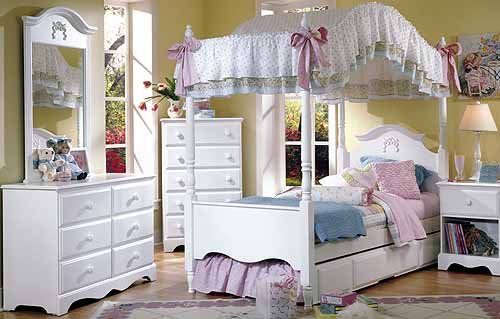 Twin Canopy Princess Bedroom Set With Trundle