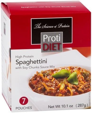 ProtiDiet Spaghettini with Soy Chunk Sauce Mix - 7 pouches - Net Wt 10.1 oz. by Pro Amino International