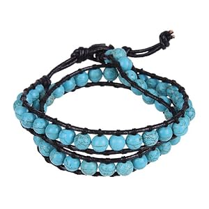 Amazon.com: Trendy and Chic Turquoise Beads Wrap Genuine Leather Bracelet or Necklace for Women and Men: Jewelry :  trendy and chic turquoise beads wrap genuine leather bracelet or necklace for women and men