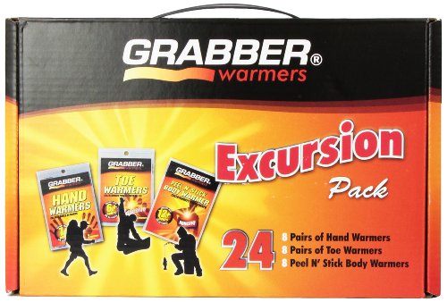 Grabber Warmers Grabber Excursion Multi-Pack Warmer Box, 8 Pair Hand, 8 Pair Toe, 8 Peel N  Stick Body Warmers, 24-Count