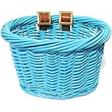 Colorbasket 01501 Kid's Front Handlebar Wicker Bike Basket, Blue